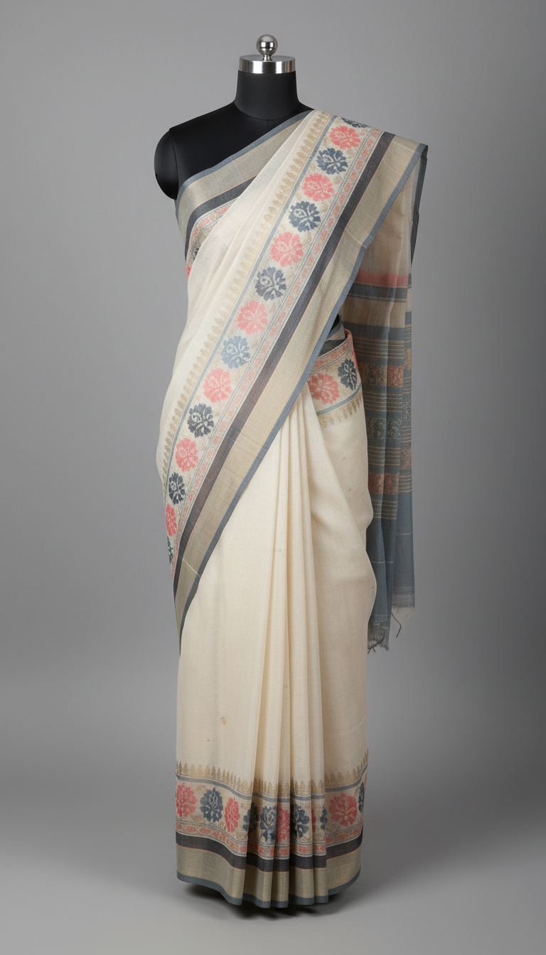 Jamdani cotton saree with border detail