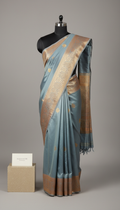 Kanjeevaram nine-yard saree in dove blue